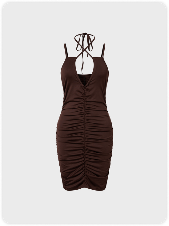 Y2K Casual Brown Dress Mini Dress