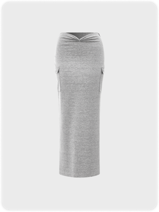 Y2k Gray wrinkled side slit Bottom Skirt