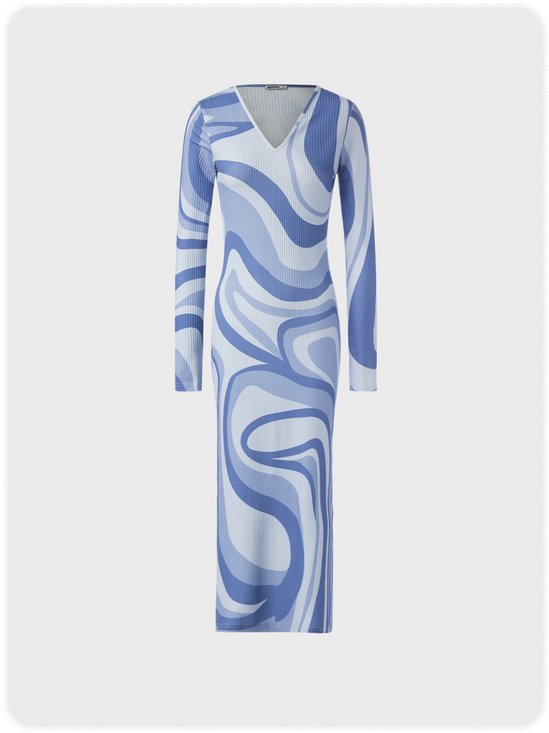 【Final Sale】White-Blue Dress Midi Dress