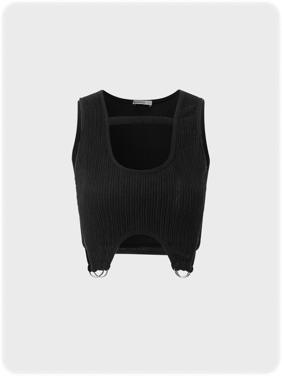 【Final Sale】Street Black Metal Cut Out Top Tank Top & Cami