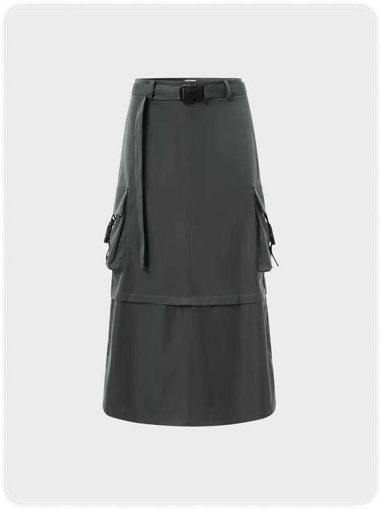 Street Deep Gray Cargo Pockets Cyberpunk Bottom Skirt