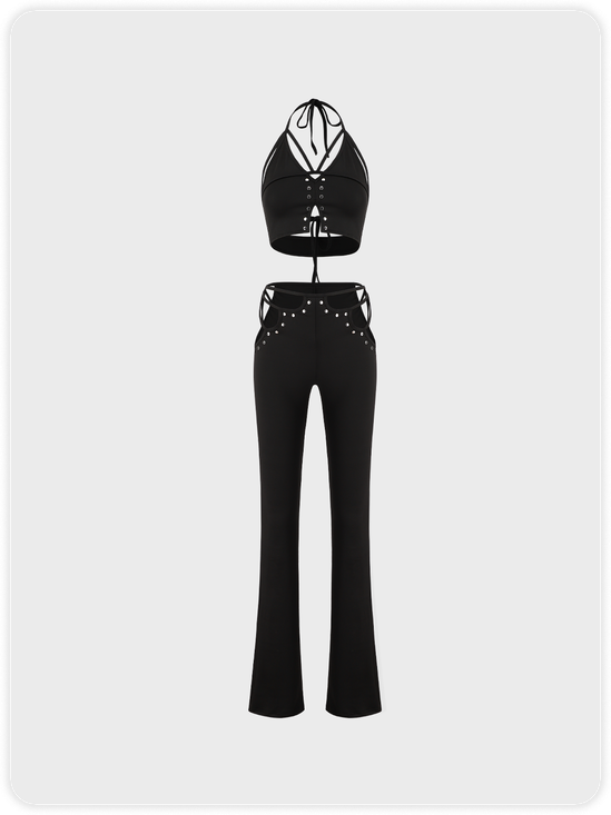 Casual Black Two-Piece Set