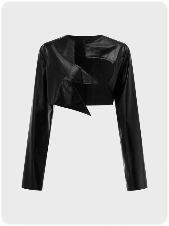 【Final Sale】Edgy Black Geometric Design Top Outwear