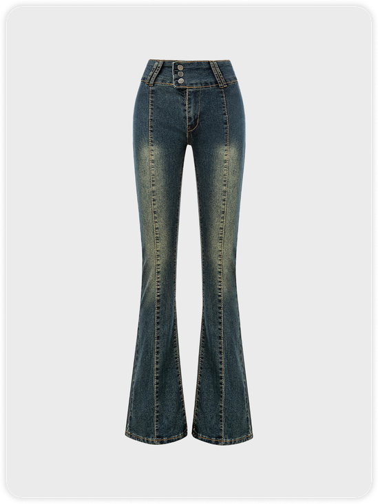 Vintage Personality Washed Flare leg Jeans