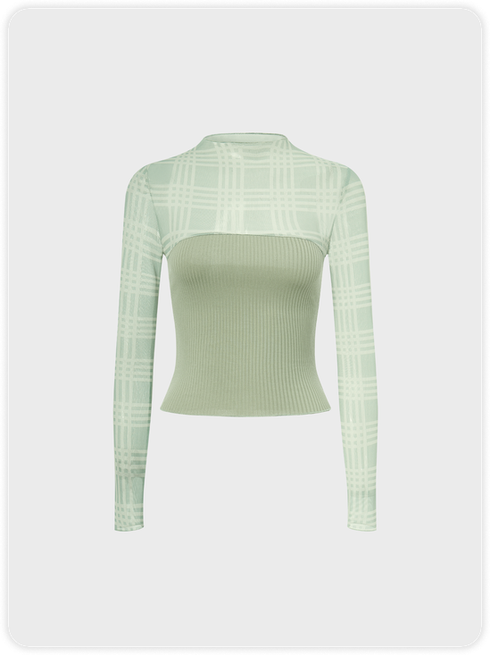 【Final Sale】Y2K Green Patchwork Mesh Top T-Shirt