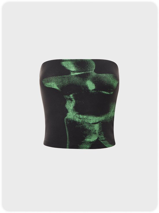 【HOT】Women's Y2K Abstract Human Body Print Slim-type Crop Tube top
