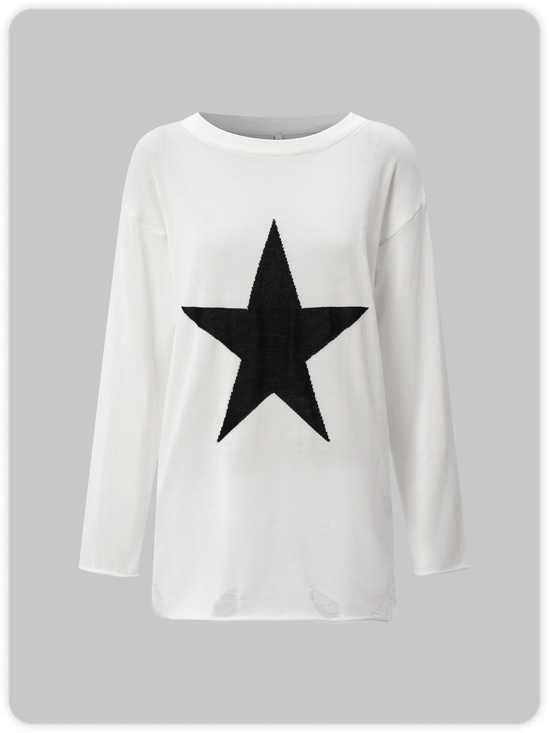 【Final Sale】Y2K White Star Cut Out Top Sweater