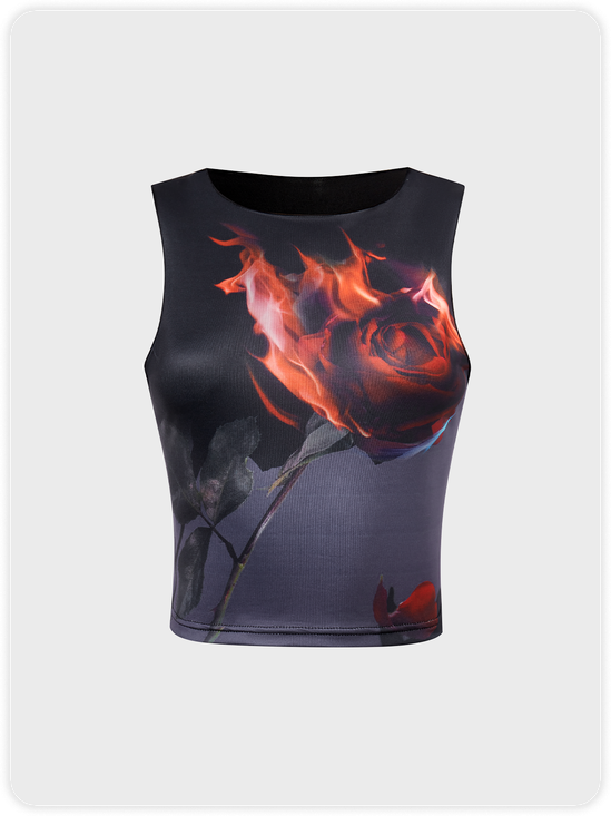 Edgy Black Rose Valentine Top Tank Top & Cami