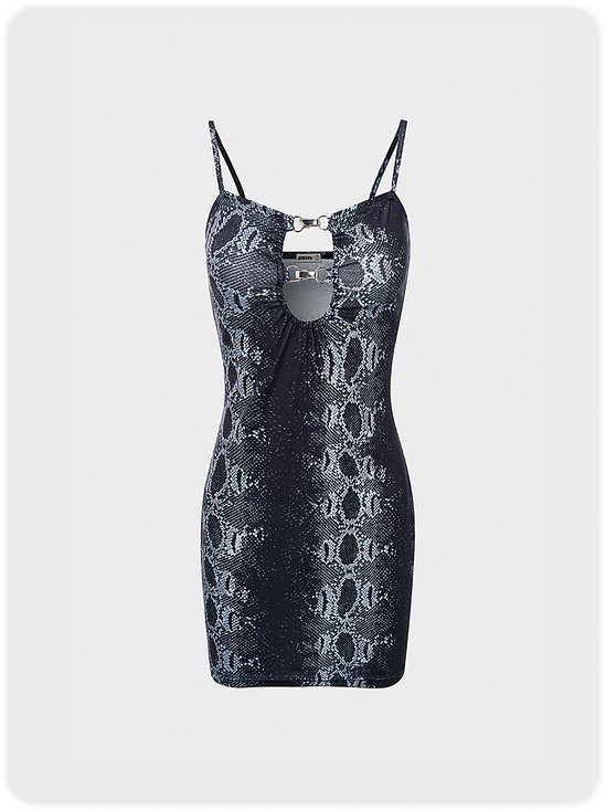 【Final Sale】Street Black Snakeskin Metal Dress Mini Dress