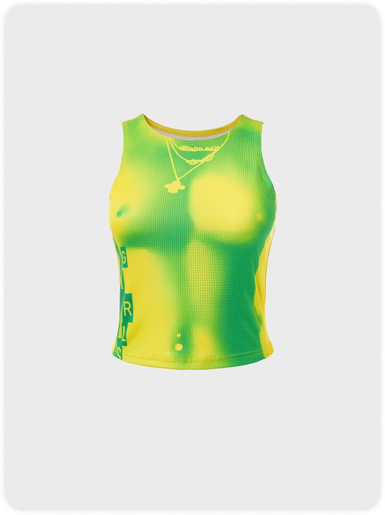 Casual Green Body print Top Tank Top & Cami