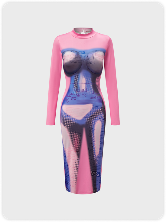 【Final Sale】Edgy Pink Body Dress Midi Dress