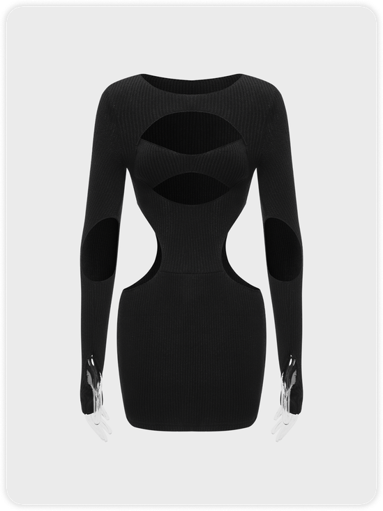 【Final Sale】Edgy Black Cut Out Dress Mini Dress