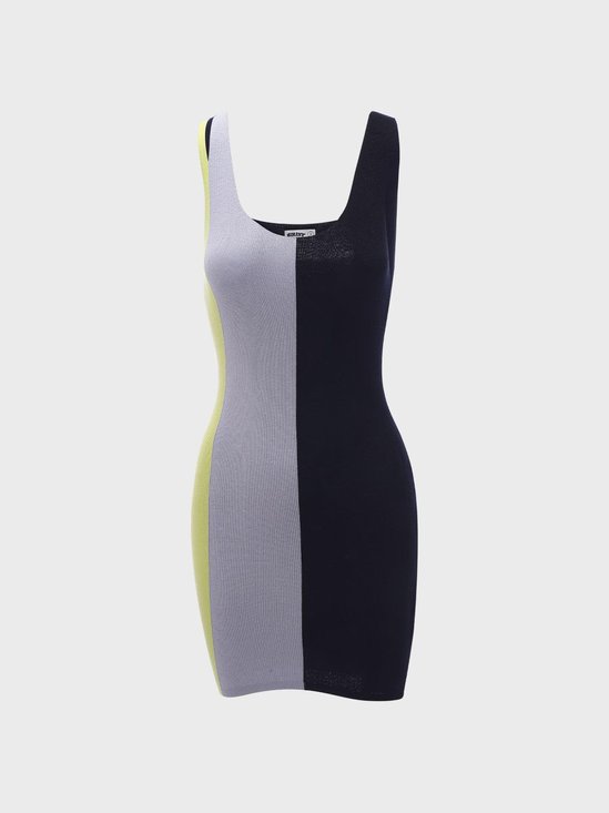 【Final Sale】Y2K Multicolor Slim Color Block Dress Mini Dress
