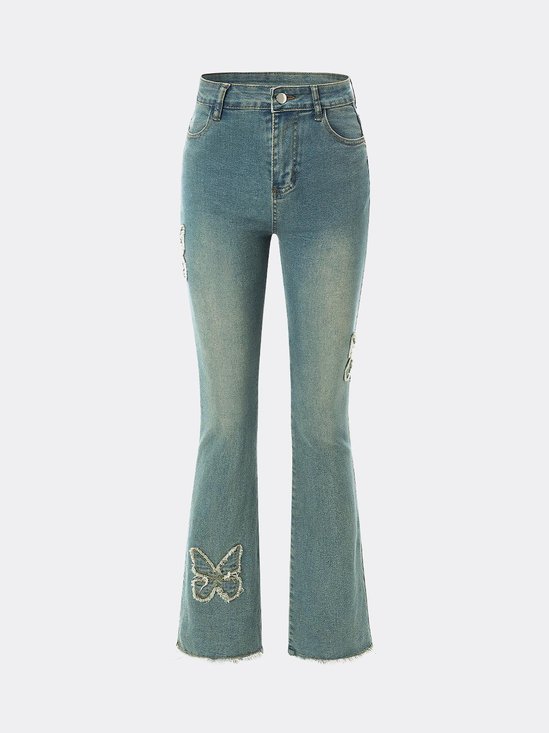 【Final Sale】Y2K Glamorous1 Blue Denim High Waist Bottom Jeans