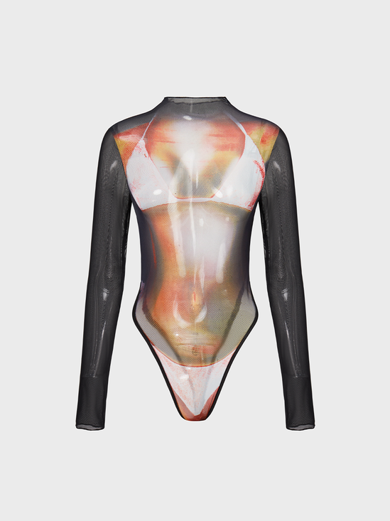 【Final Sale】Edgy Multicolor Body print Bodysuit