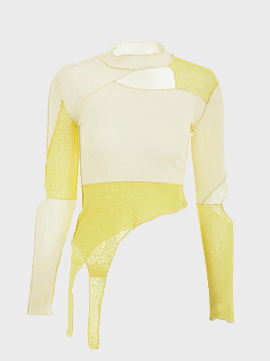 【Final Sale】Casual Yellow Top T-Shirt