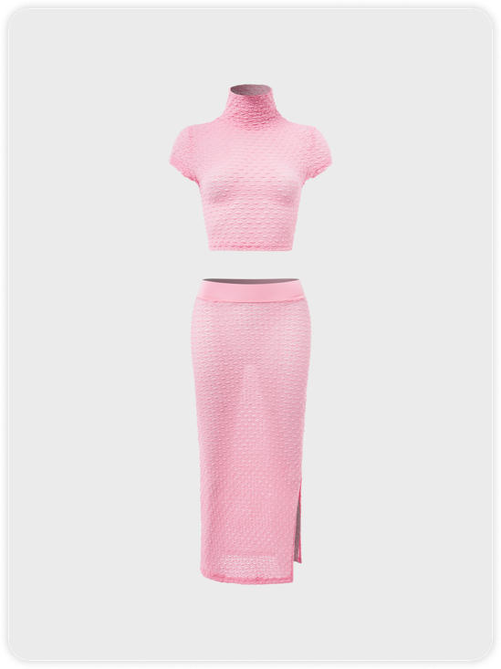 Y2K Pink Texture Two-Piece Set