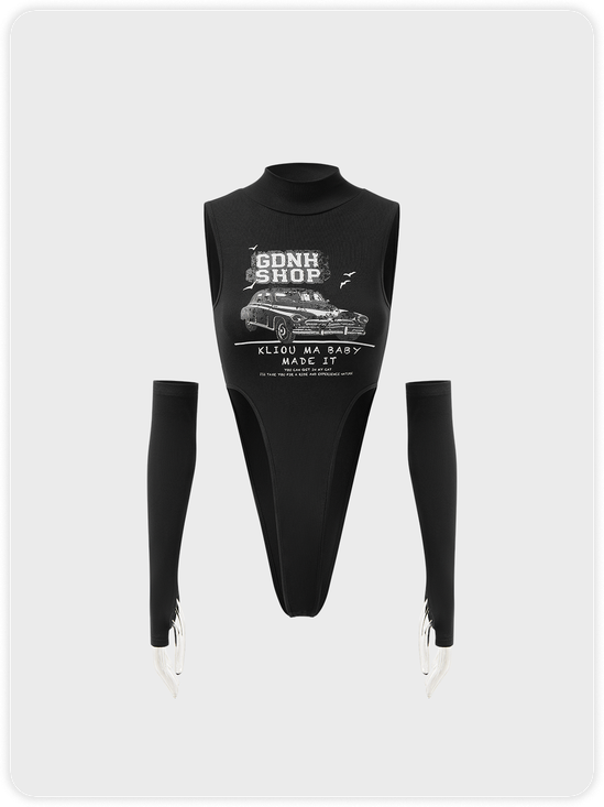 【Final Sale】Street Black Letter Bodysuit