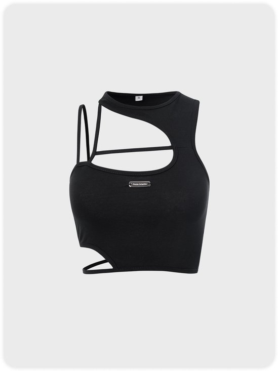 Self-Tie Hollow Out Round Neck Sleeveless Crop Top
