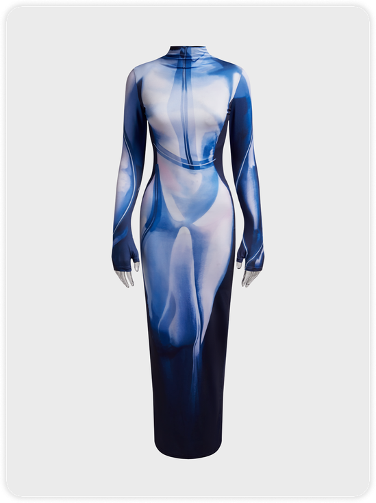 Edgy Purplish blue Body print Dress Midi Dress