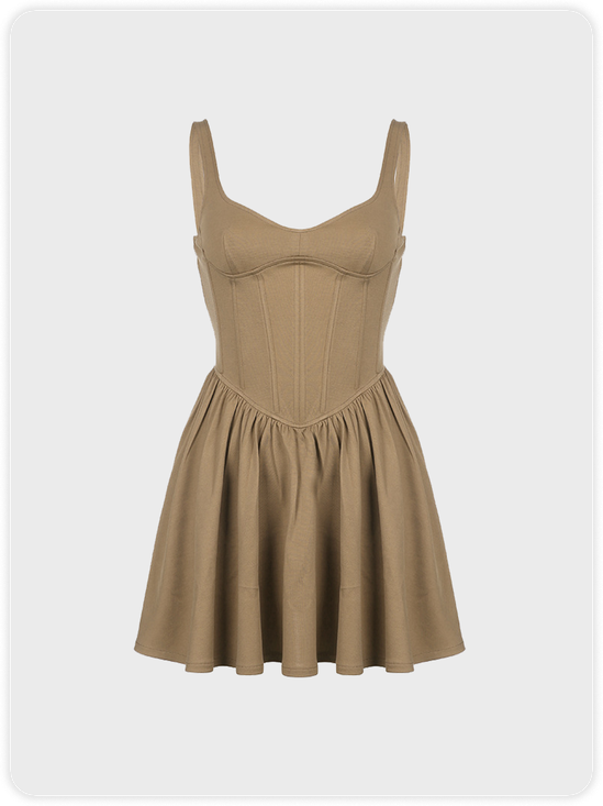 【Final Sale】Y2k Balletcore Brown Corset Dress Mini Dress