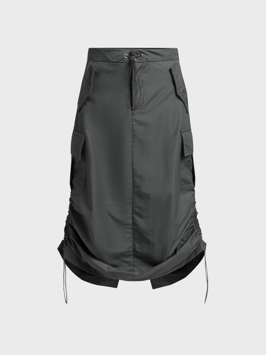 【Final Sale】Street Black Cargo Pockets Bottom Skirt
