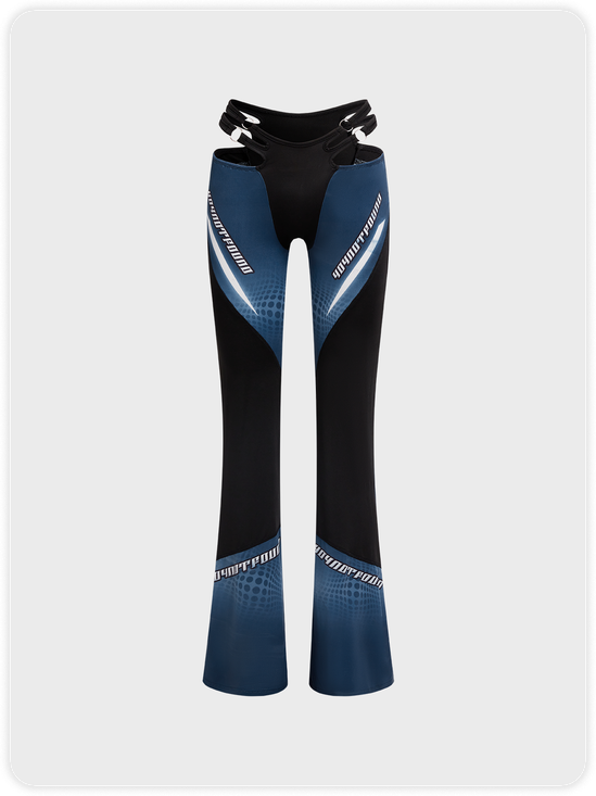 Street Blue Asymmetrical design Bottom Pants