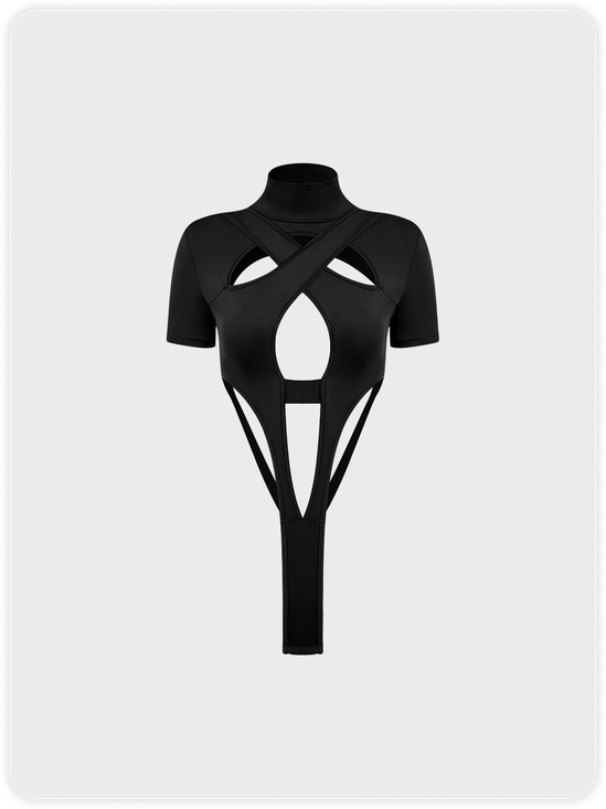 Edgy Black Cut out Bodysuit