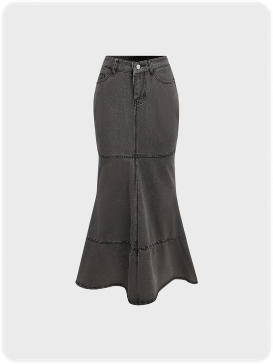 Street Blue Denim Mermaid Bottom Skirt