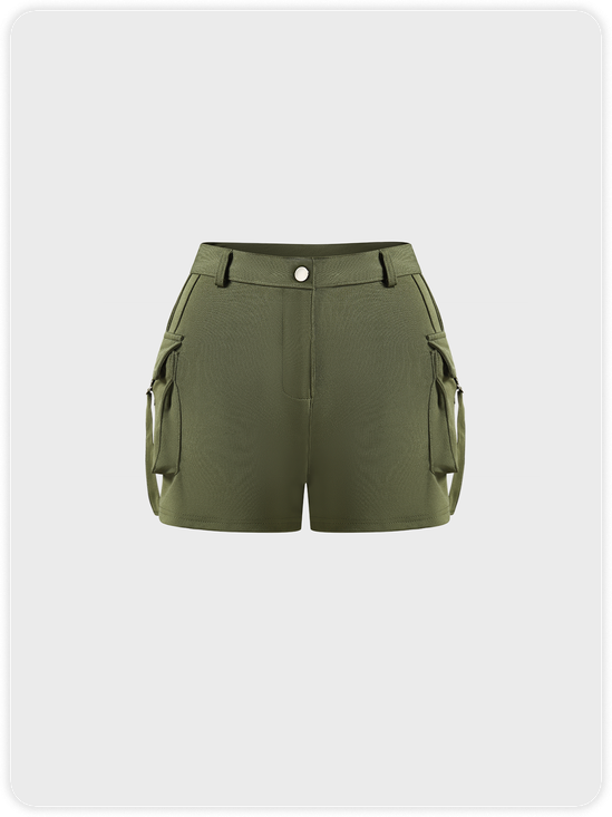 Cargo Pockets Plain Shorts