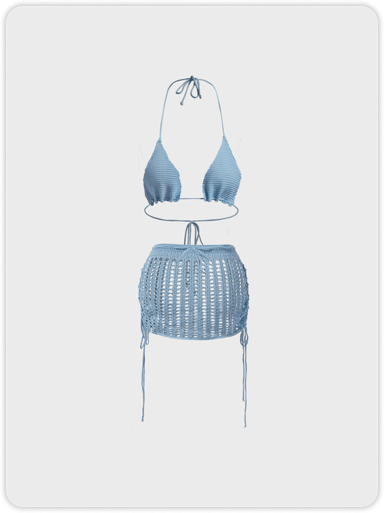 Plain Lace Up Two-Piece Set