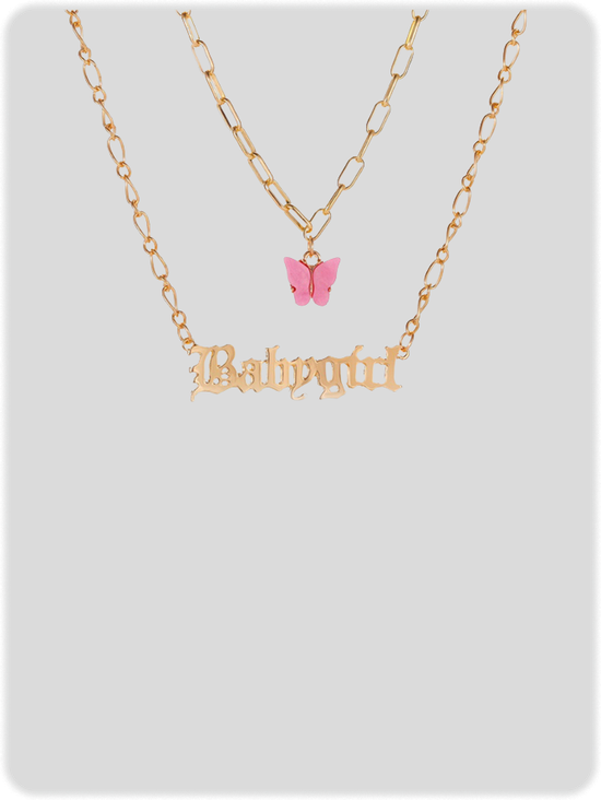 Metal Text Letters Necklace