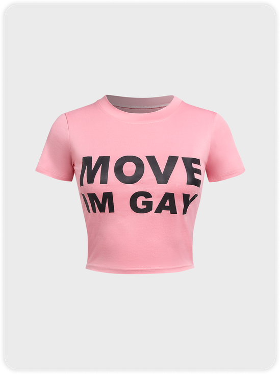 Basic Crew Neck Text Letters Short Sleeve T-Shirt
