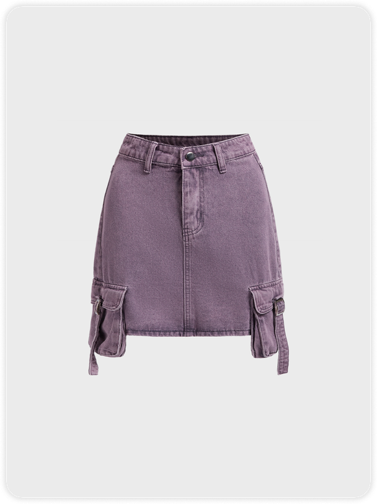 Pockets Plain Short Cargo Skirt
