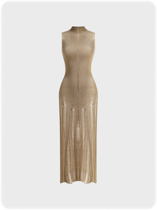 Crew Neck Plain Sleeveless Maxi Dress