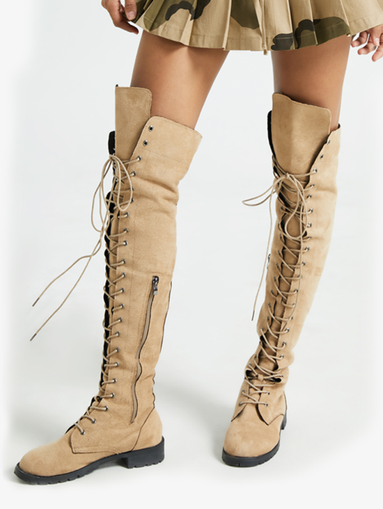 Autumn &Winter Lace Up Suede Plain Outdoor Boots