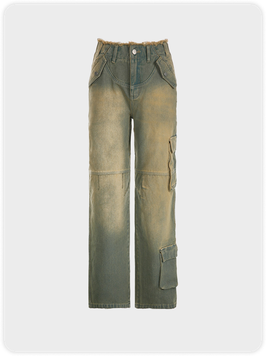 Denim Cargo Ombre Straight Jean