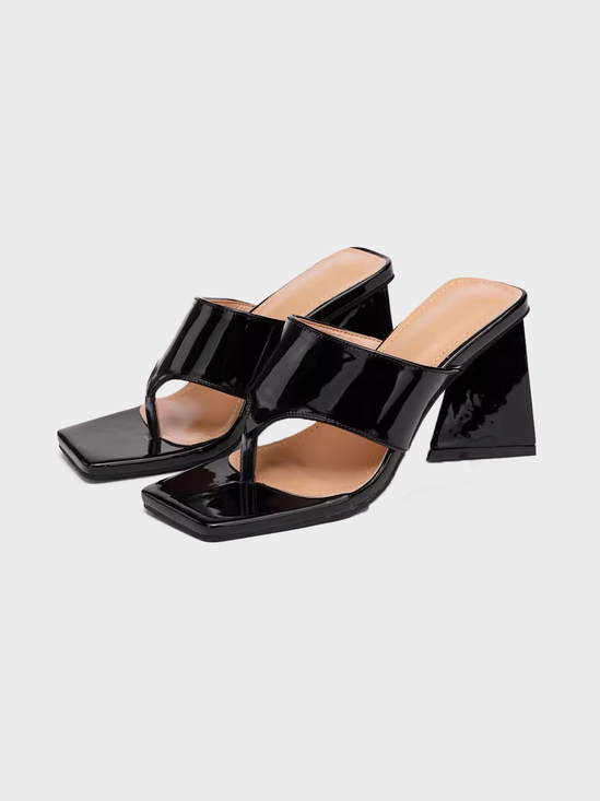 Plain Leather Y2K Slide Sandals