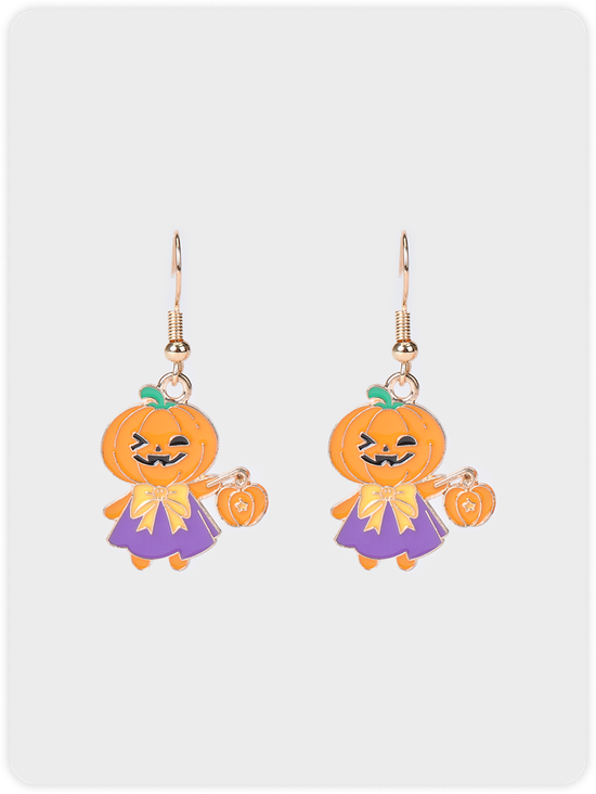 Halloween Metal Pumpkin Pattern Earrings