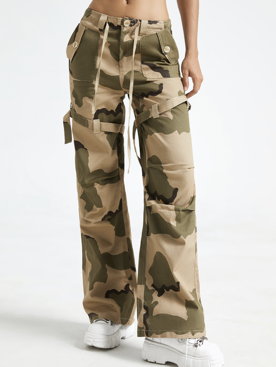 【Final Sale】Pockets Cargo Camouflage Camo Pants