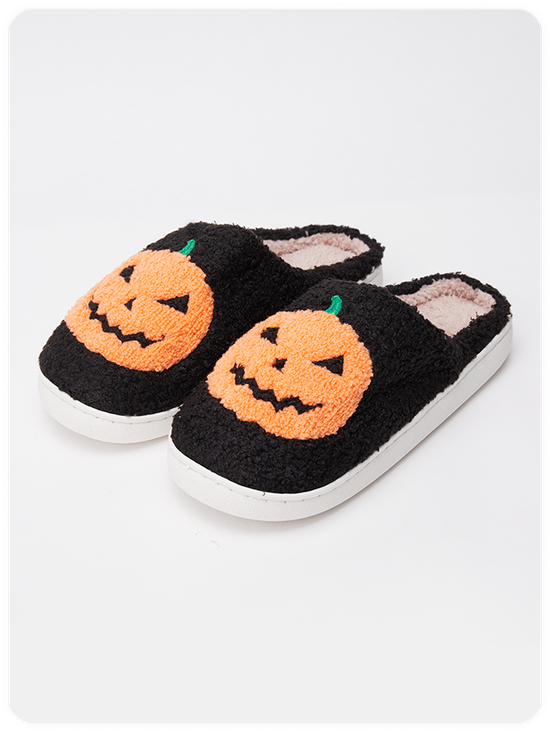 Cotton Autumn Color Block Fluffy Slippers