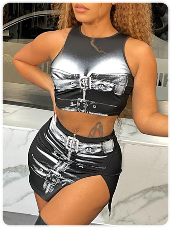 Human Body Tank Top With Skirt Two-Piece Set