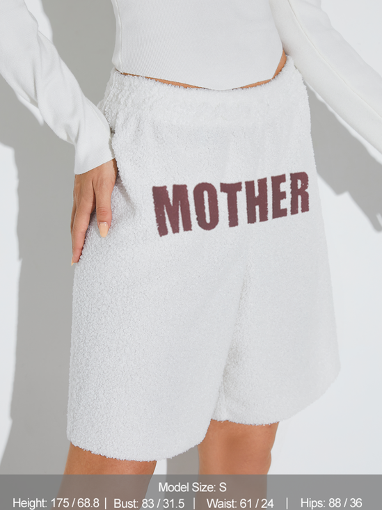 Embroidery Text Letters Plain Shorts