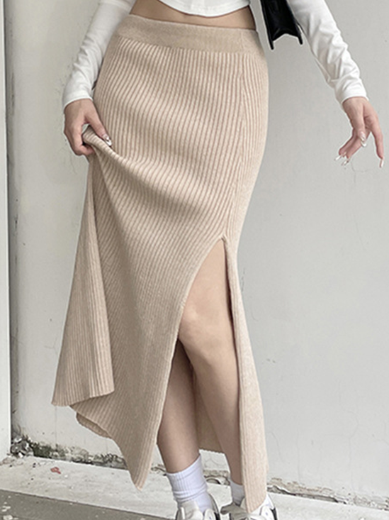 Knitted Plain Maxi Skirt