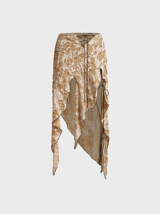 asymmetrical design Plain Midi Skirt