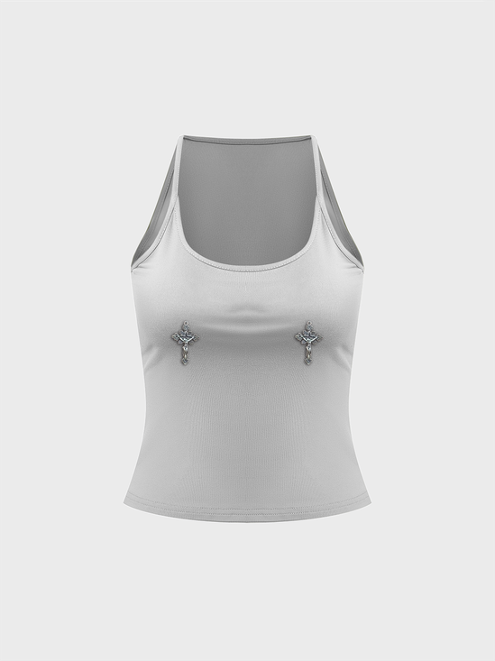 Jersey Crew Neck Plain Tank Top