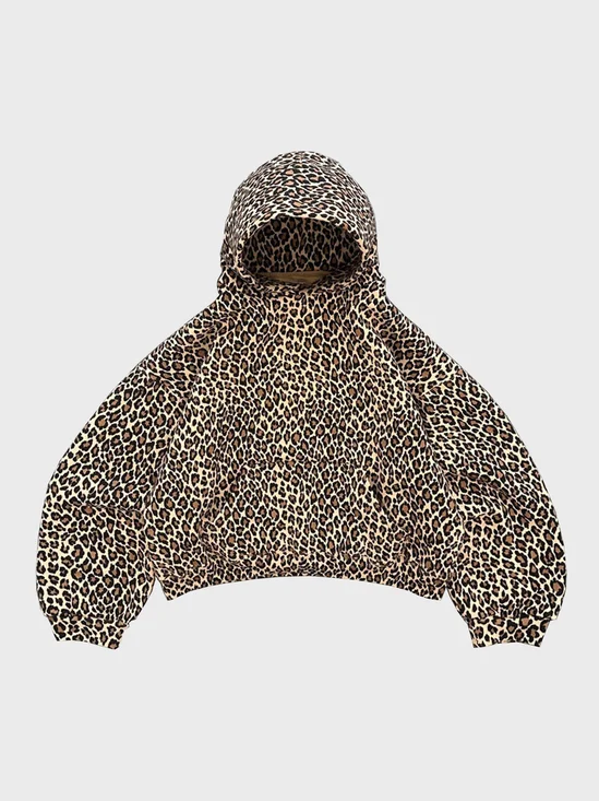 Jersey Hoodie Leopard Long Sleeve Sweatshirt