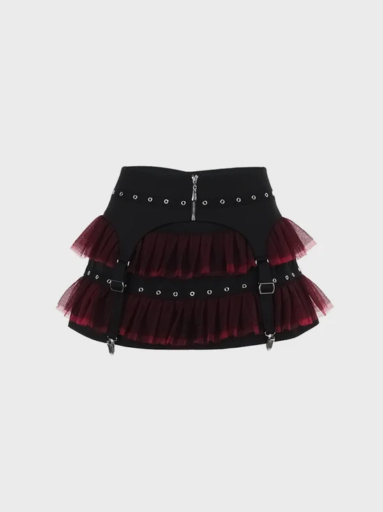 Twill Color Block Mini Skirt