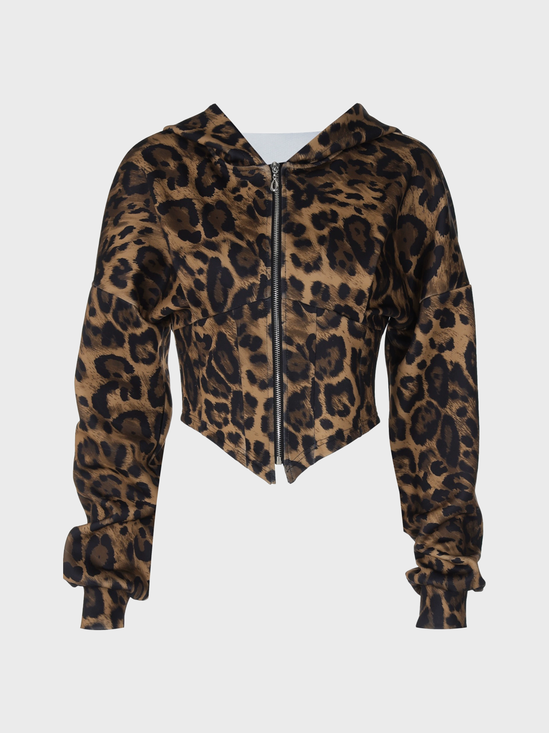 Jersey Hoodie Leopard Long Sleeve Hoodie