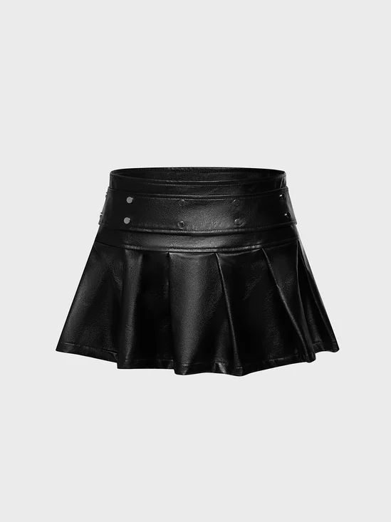 PU Plain Mini Skirt